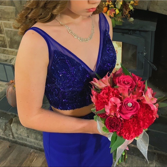 rachel allan two-piece purple homecoming formal dress - Picture 2 of 11